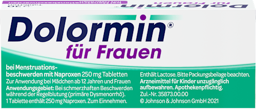 Dolormin für Frauen bei Menstruationsbeschwerden mit 250 mg Naproxen, Tabletten  Dolormin
