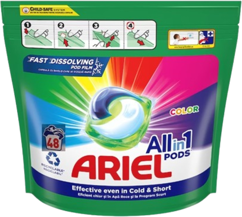 Detergent de rufe capsule AIO Color 48 spălări ARIEL