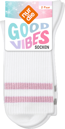 Good Vibes Socken mit rosa, grauen Streifen, Gr. 39 - 42 (2 Paar) nur die