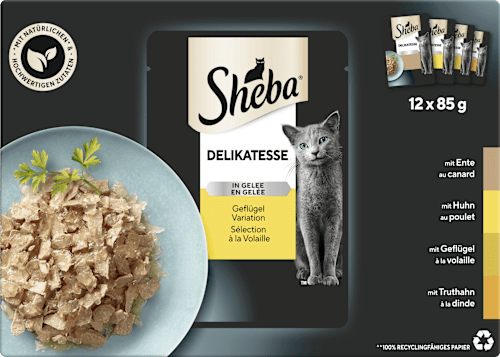 Nassfutter Katze Delikatesse in Gelee Geflügel Variation Sheba