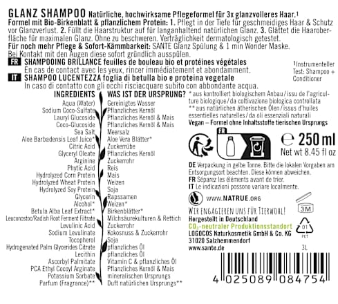 Shampoo Glanz Family Bio-Birkenblatt & Pflanzliches Protein Santé naturally.