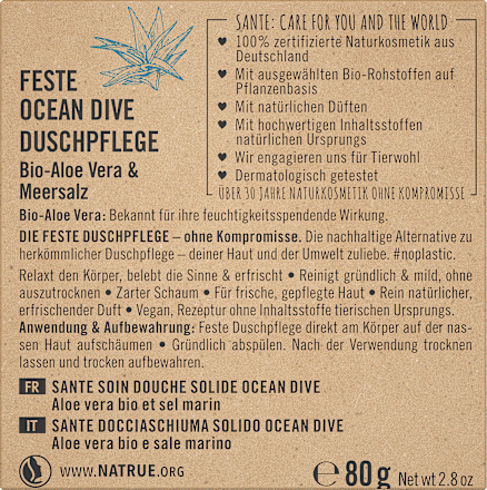 Festes Duschgel Ocean Dive Bio-Aloe Vera & Meersalz Santé