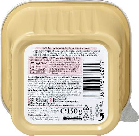 Krmivo pre psy v miske Naturverliebt Flexitarisch s kuracou paštétou Dein Bestes