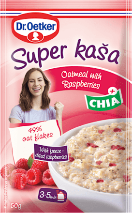 Zobena kaša s malinama i chia sjemenkama Dr. Oetker