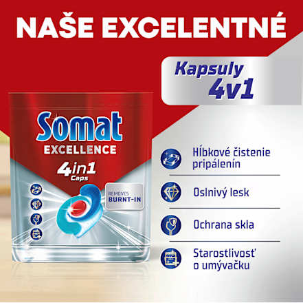 Kapsuly do umývačky riadu Excellence 4in1 Somat