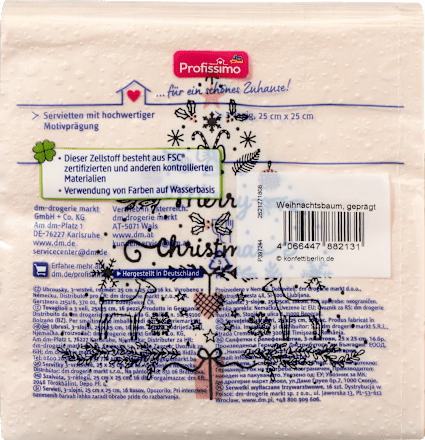 Troslojne salvete - motiv: jelka, 25 × 25 cm Profissimo