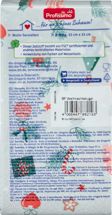 ubrousky s vánočním motivem, 33x33cm, 3vrstvé Profissimo