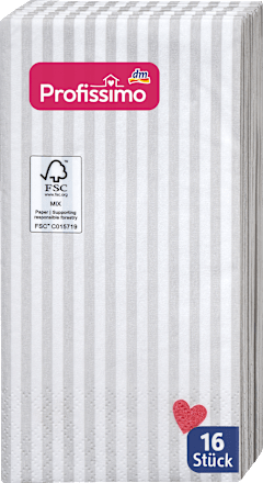 Ubrusi, 3-slojni, prugasti uzorak s motivom srca, 33 x 33 cm Profissimo