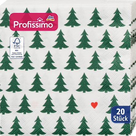 Serviete z motivom smrek in srčkom, 25 × 25 cm Profissimo