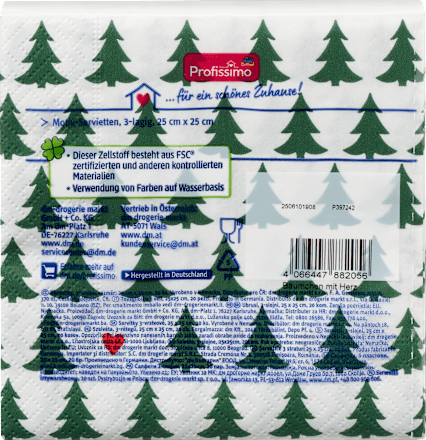 Papierové servítky s motívom Stromčeky so srdiečkom  Profissimo