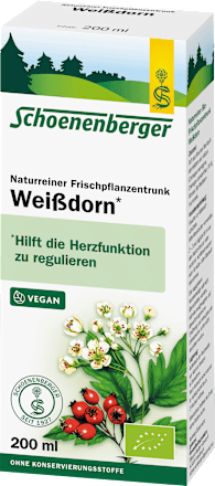 naturreiner Frischpflanzentrunk Weißdorn Schoenenberger