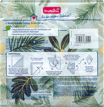 Troslojne salvete - lišće, 33x33xm Profissimo