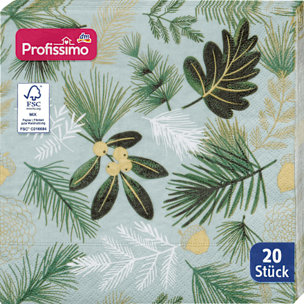 Troslojne salvete - lišće, 33x33xm Profissimo