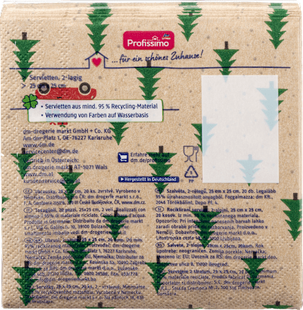 Serviete z motivom smrek in avtomobila, 25 × 25 cm Profissimo