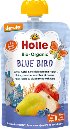 Quetschie Blue Bird Birne, Apfel & Heidelbeere mit Hafer ab dem 6. Monat Holle