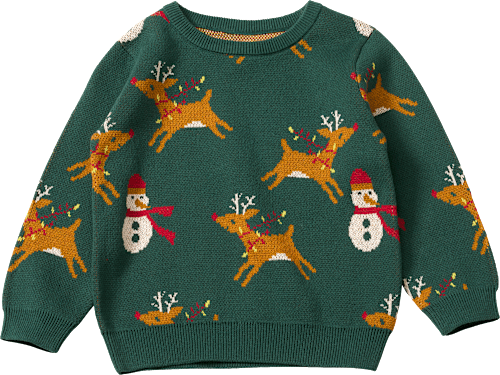 Pullover aus Strick mit Weihnachts-Muster, grün, Gr. 92 ALANA