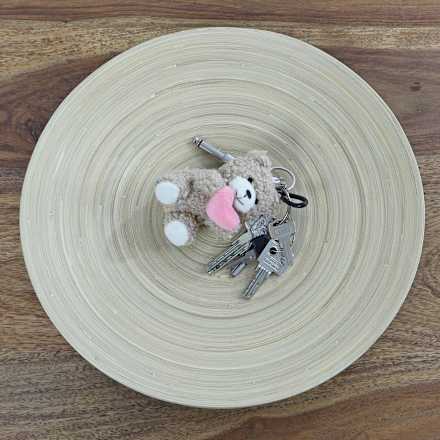 Schlüsselanhänger Bär mit rosa Herz, grau/braun/weiß Dekorieren & Einrichten