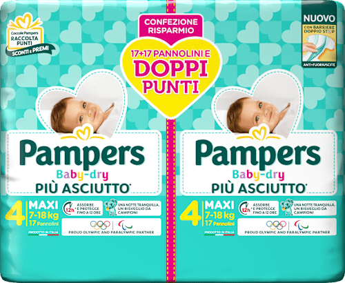 Pannolini Baby-dry taglia 4 maxi Bipacco (7-18 kg) Pampers