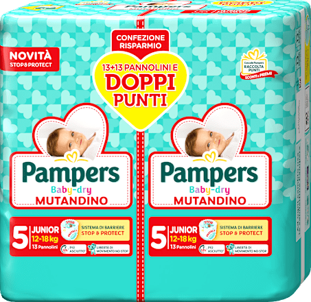 Pannolini Baby-dry Mutandino taglia 5 junior Bipacco (12-18 kg) Pampers