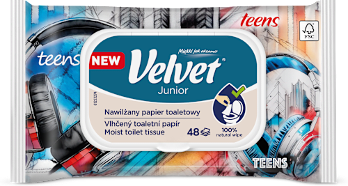 Nawilżany papier toaletowy  Junior Velvet