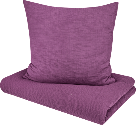 Bettwäsche-Set aus Musselin, lila, 155 x 220 + 80 x 80 cm ALANA