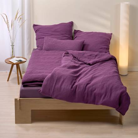 Bettwäsche-Set aus Musselin, lila, 155 x 220 + 80 x 80 cm ALANA