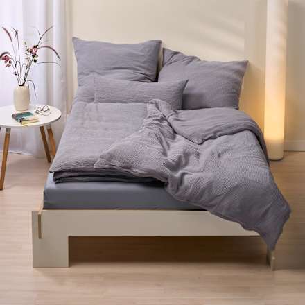 Bettwäsche-Set aus Musselin, grau, 155 x 220 + 80 x 80 cm ALANA