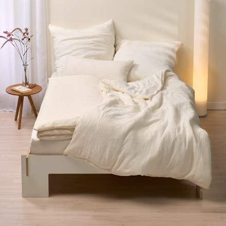 Bettwäsche-Set aus Musselin, ecru, 155 x 220 + 80 x 80 cm ALANA