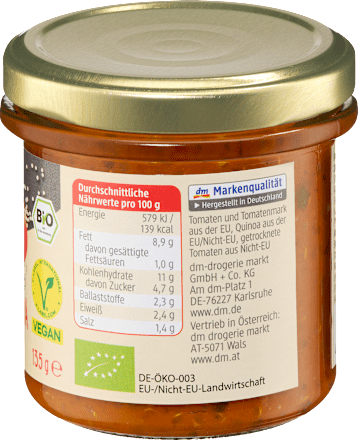 Brotaufstrich Tomate & Quinoa dmBio