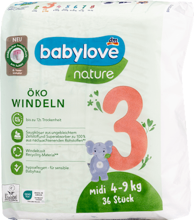 Windeln Öko Gr. 3 Midi (4-9 kg) babylove nature