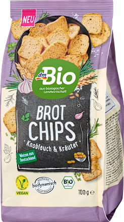 Bio krušni čips s česnom in zelišči dmBio