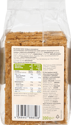 Knäckebrot Snack Käse Kürbiskern dmBio