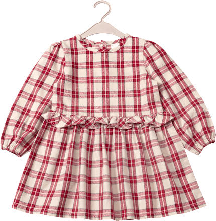 Kleid aus Flanell mit Karo-Muster, rot, Gr. 116 ALANA