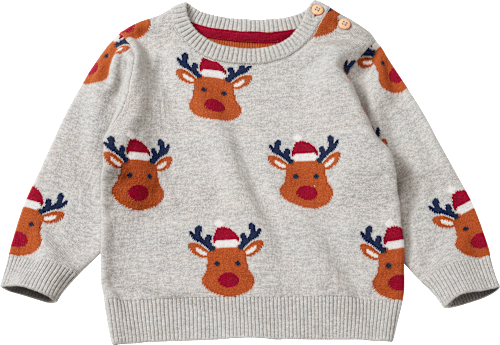 Pullover aus Strick mit Rentier-Muster, grau, Gr. 86 ALANA