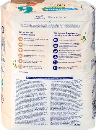 Hlačne plenice xl 6, 15+ kg babylove nature