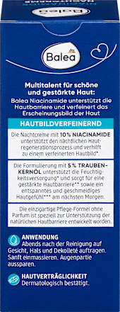 Nočný pleťový krém 10 % Niacinamide Balea