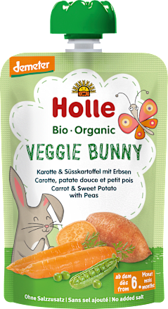 Quetschie Veggie Bunny, Karotte, Süsskartoffel mit Erbsen ab 6 Monaten Holle