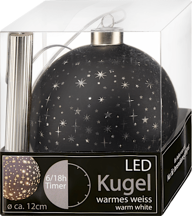 LED Kugel Sternenglanz zum Hängen, schwarz (12 cm) Dekorieren & Einrichten