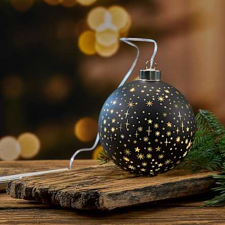 LED Kugel Sternenglanz zum Hängen, schwarz (12 cm) Dekorieren & Einrichten