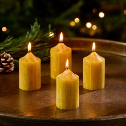 Kerze aus 100% Bienenwachs mit Struktur (8 cm) Steinhart KERZEN