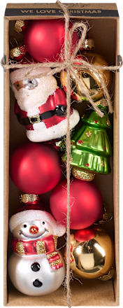 Kugel aus Glas, Baum, Schneemann & Weihnachtsmann, bunt Dekorieren & Einrichten