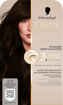 Haarfarbe 3-0 Natürliches Schwarz-Braun Schwarzkopf CREME SUPREME