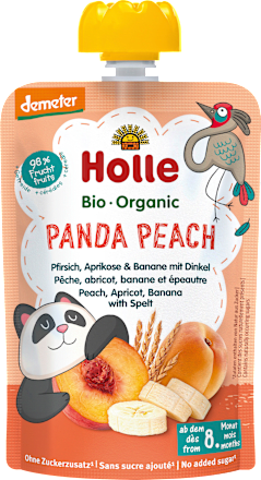 Quetschie Panda Peach, Pfirsich, Aprikose, Banane mit Dinkel ab 8 Monaten Holle