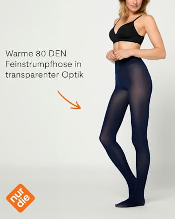 Strumpfhose warm & transparent strapazierfähig blau Gr. 38/40, 80 DEN nur die