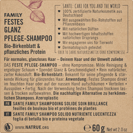 Festes Shampoo Glanz Bio-Birkenblatt & Pflanzliches Protein Santé