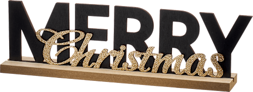 Holzschriftzug "Merry Christmas", schwarz-gold BRAUNS-HEITMANN