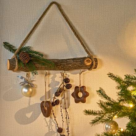Holzast zum Aufhängen mit vier Haken (38 cm) Dekorieren & Einrichten