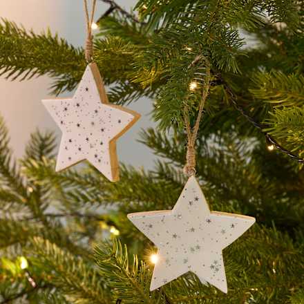 Holzstern mit Sterne, weiß BOLTZE