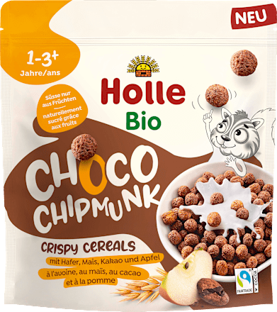 Kindermüsli Knusper Choco Chipmunk mit Hafer, Mais, Kakao & Apfel ab 1 Jahr Holle