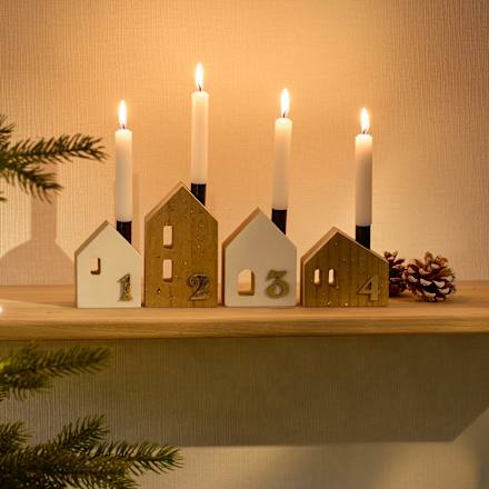 Adventskerzen-Set Häuser 4tlg Dekorieren & Einrichten